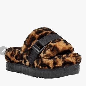 UGG Leopard Print Fluffy Slippers